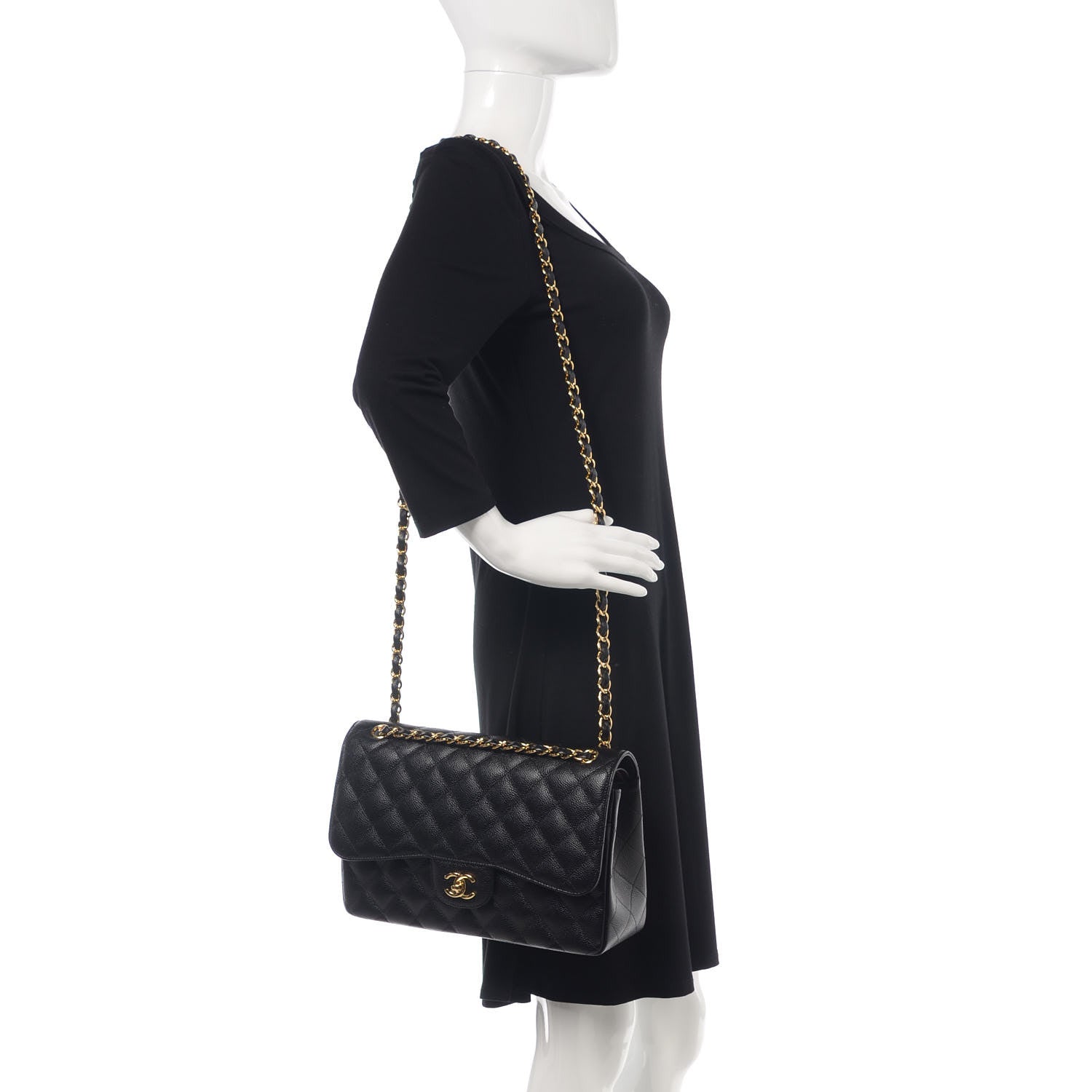 Chanel Caviar Quilted Jumbo Double Flap Black 3 of 10
