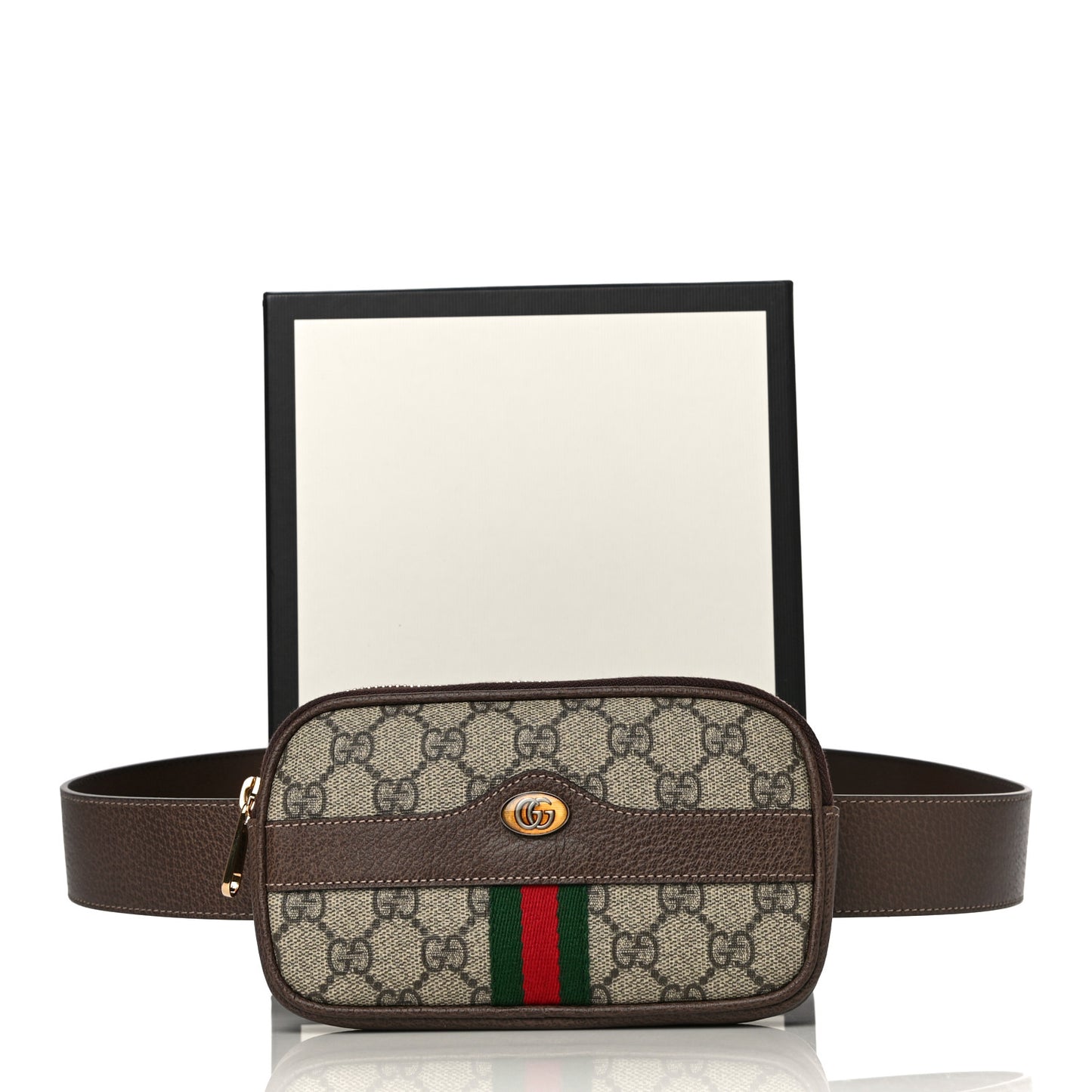 GG Supreme Monogram Ophidia Belted iPhone Case 95 39 Dark Brown