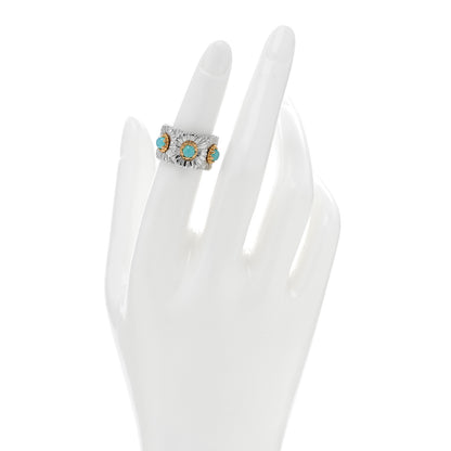 Buccellati Sterling Silver Gold Vermeil Blue Agate Blossoms Daisy Color Eternelle Ring 50 5.25 2 of 5