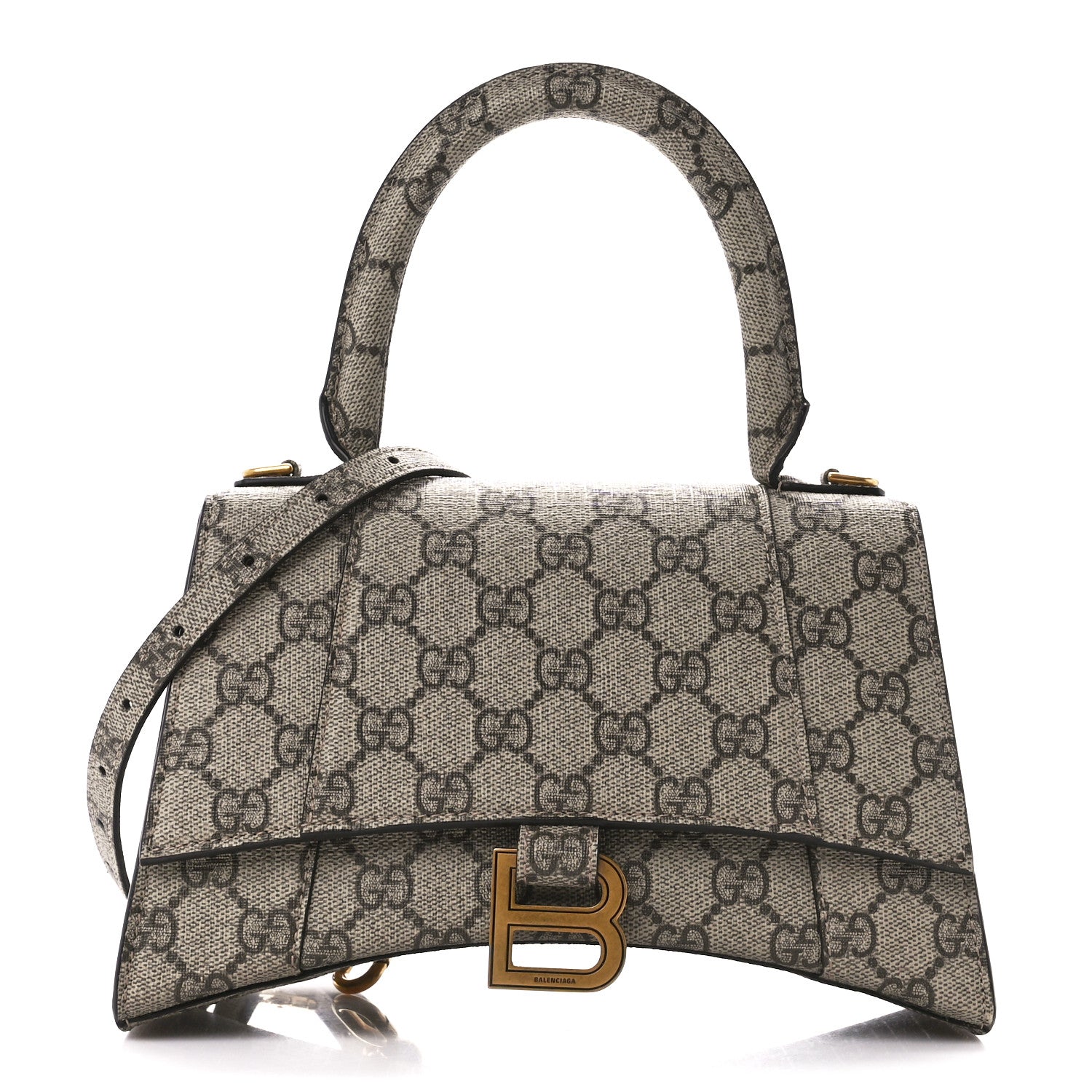 Balenciaga X GUCCI GG Supreme Monogram Small Hourglass Top Handle Bag Beige Ebony 1 of 11
