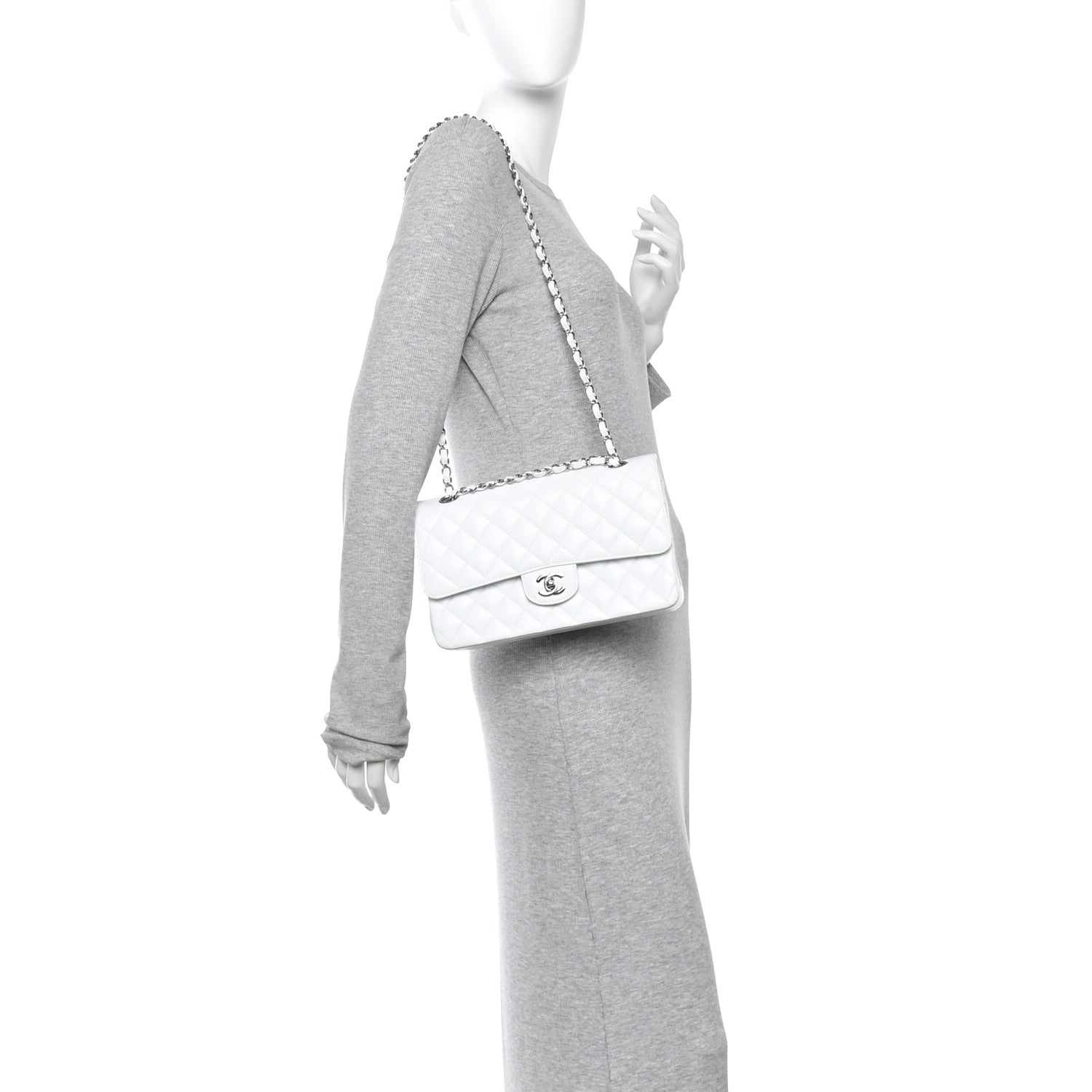 Chanel Caviar Quilted Medium Double Flap White 2 of 14