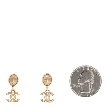 Chanel Crystal CC Drop Earrings Gold 2 of 6