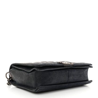 Chanel Goatskin Quilted Medium Gentle Boy Flap Navy Blue 4 of 13