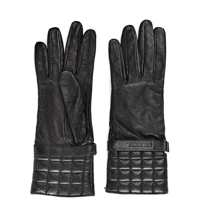 Chanel Lambskin Quilted Chocolate Bar Gloves 7.5 Black 1 of 6