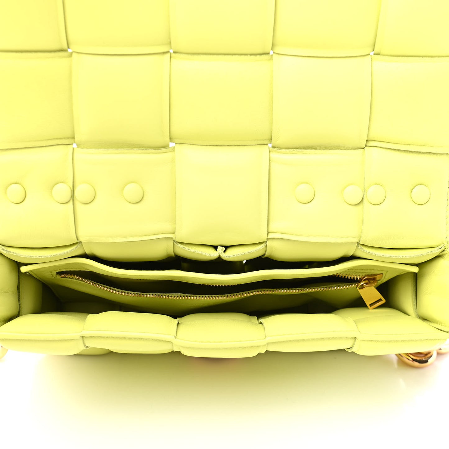 Lambskin Maxi Intreccio Padded Chain Cassette Crossbody Bag Seagrass