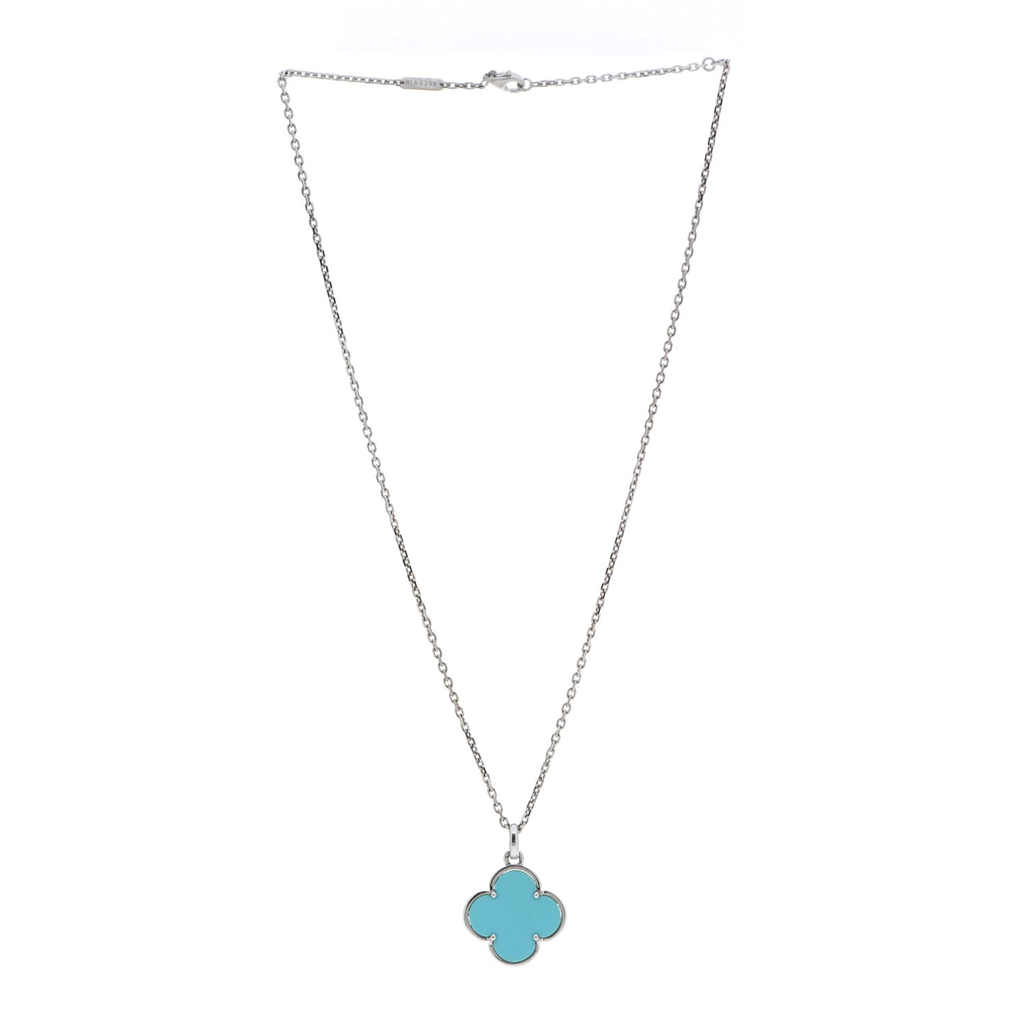 18K White Gold Turquoise Magic Alhambra Necklace