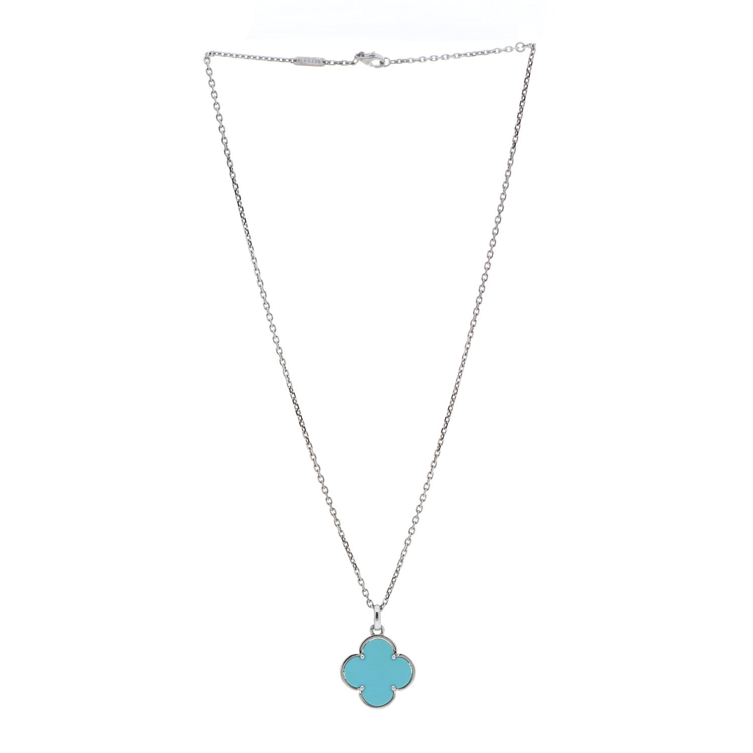 Van Cleef & Arpels 18K White Gold Turquoise Magic Alhambra Necklace 3 of 8