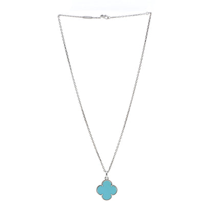 Van Cleef & Arpels 18K White Gold Turquoise Magic Alhambra Necklace 3 of 8