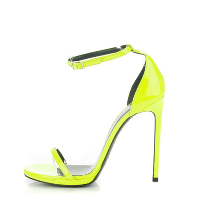 Saint Laurent Patent Calfskin Jane 105 Ankle Strap Sandals 40.5 Yellow Fluo 1 of 6