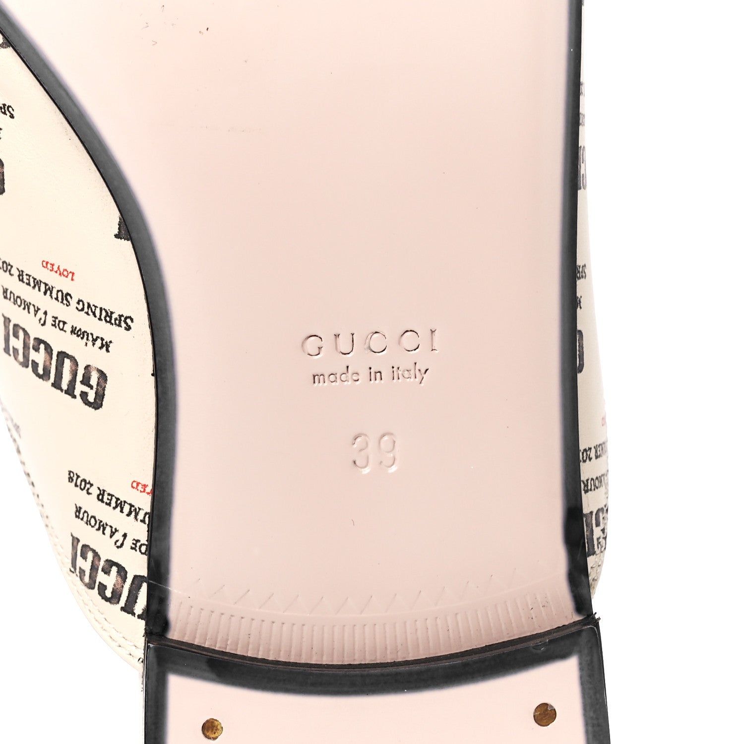Gucci Calfskin Stamp Print Womens Princetown Slippers 39 Soy Black 6 of 8