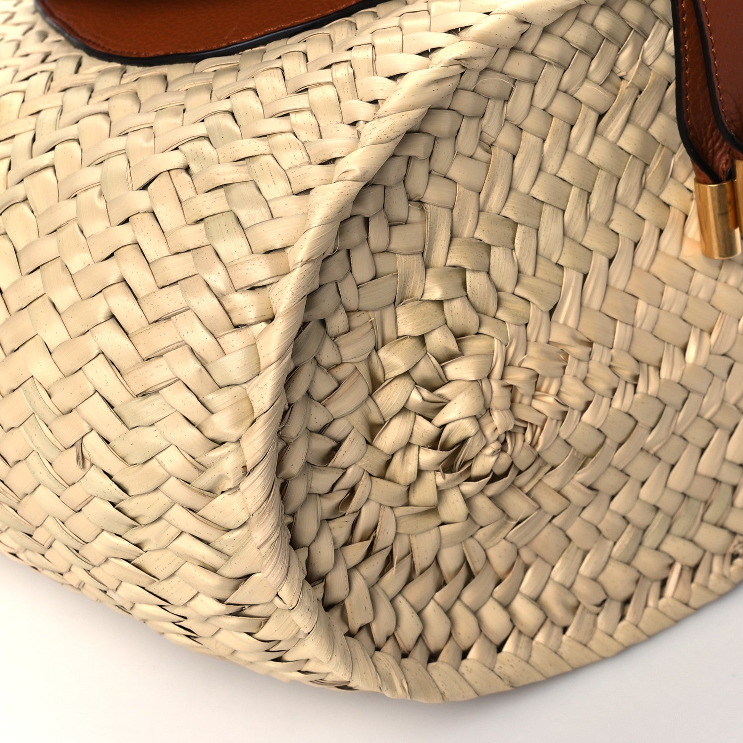 Chloe Raffia Small Grain Calfskin Medium Marcie Basket Tan 10 of 11
