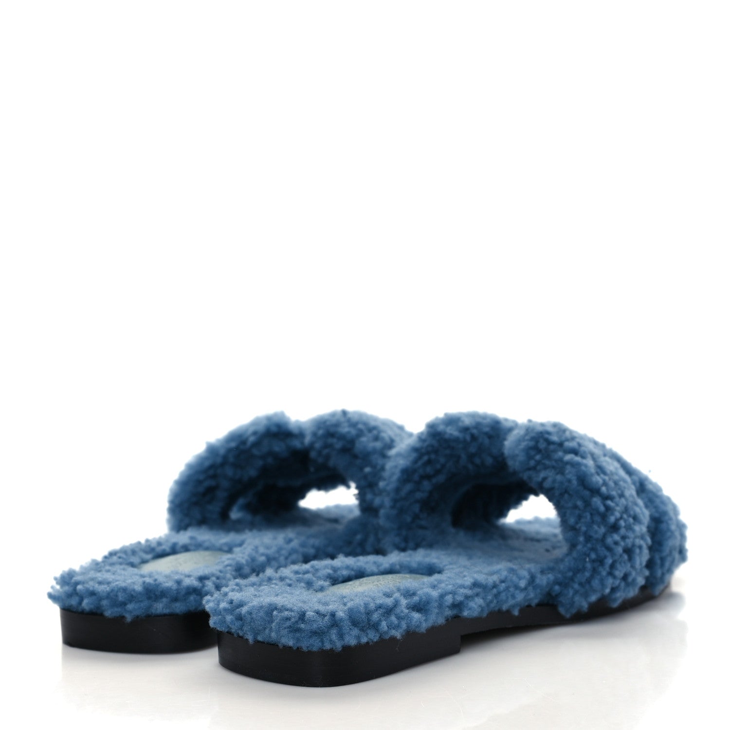 Hermes Woolskin Oran Sandals 37.5 Bleu 4 of 8