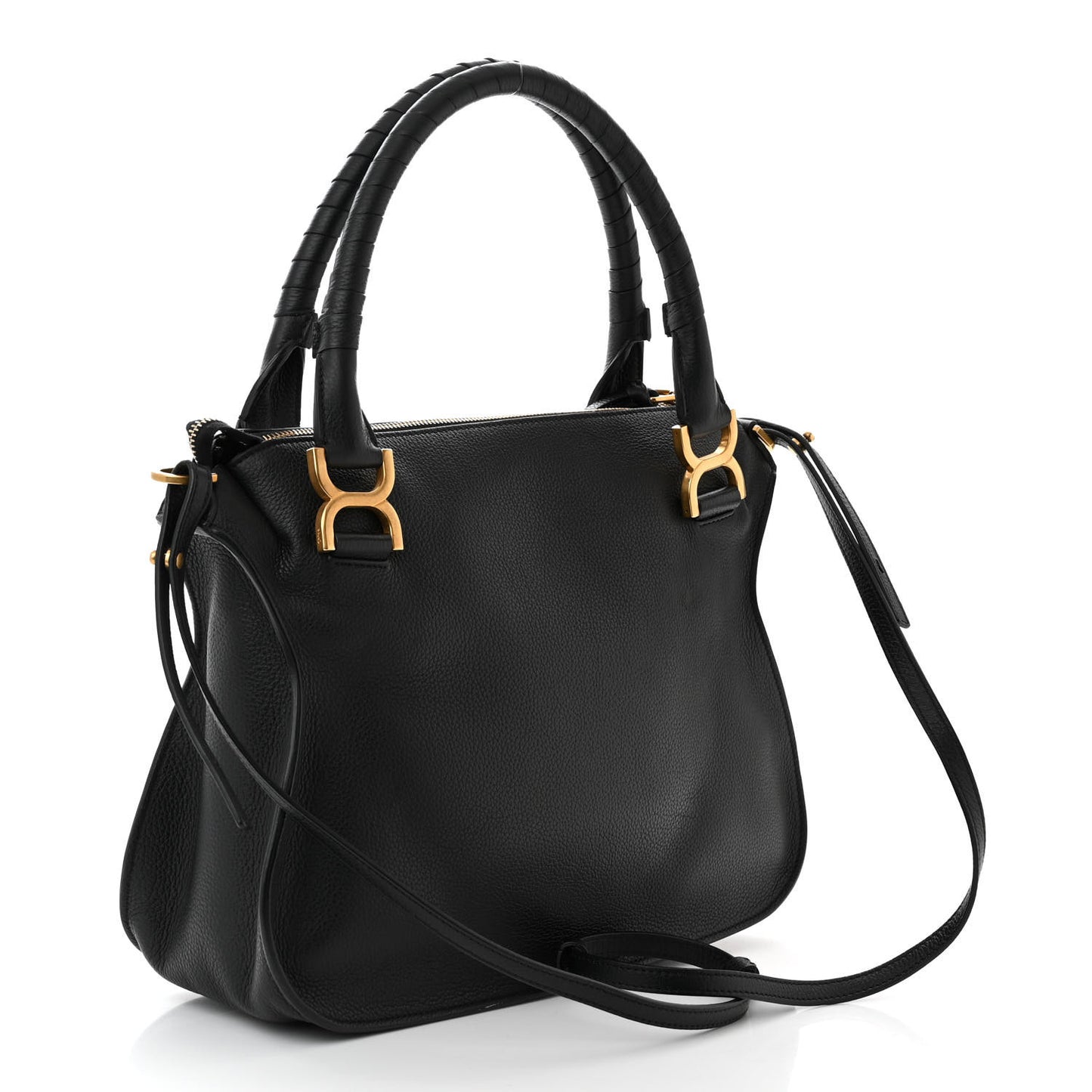 Calfskin Braided Medium Marcie Double Carry Black
