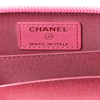 Chanel Lambskin Quilted Boy Zip Around Coin Purse Wallet Pink 5 of 10