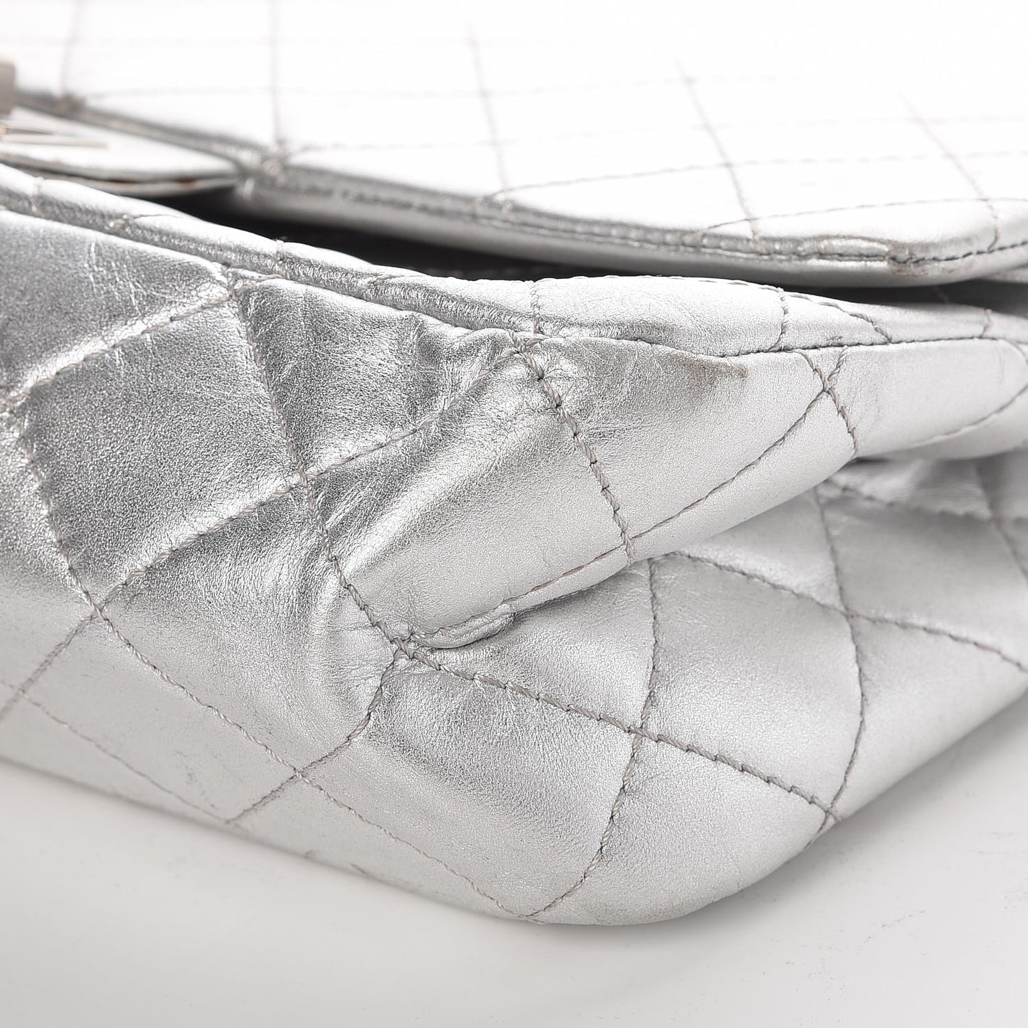 Metallic Lambskin Quilted 2.55 Reissue 227 Flap Silver