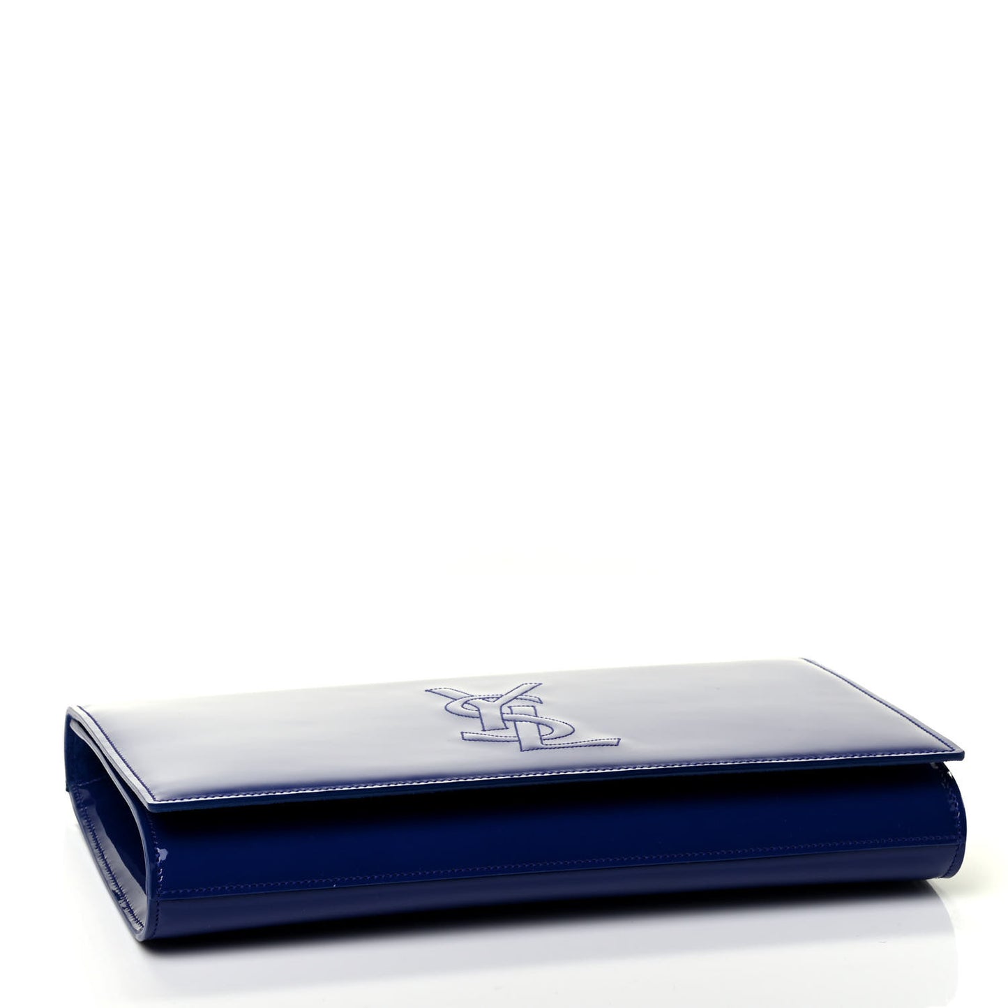 Patent Calfskin Monogram Large Belle De Jour Clutch Royal Blue