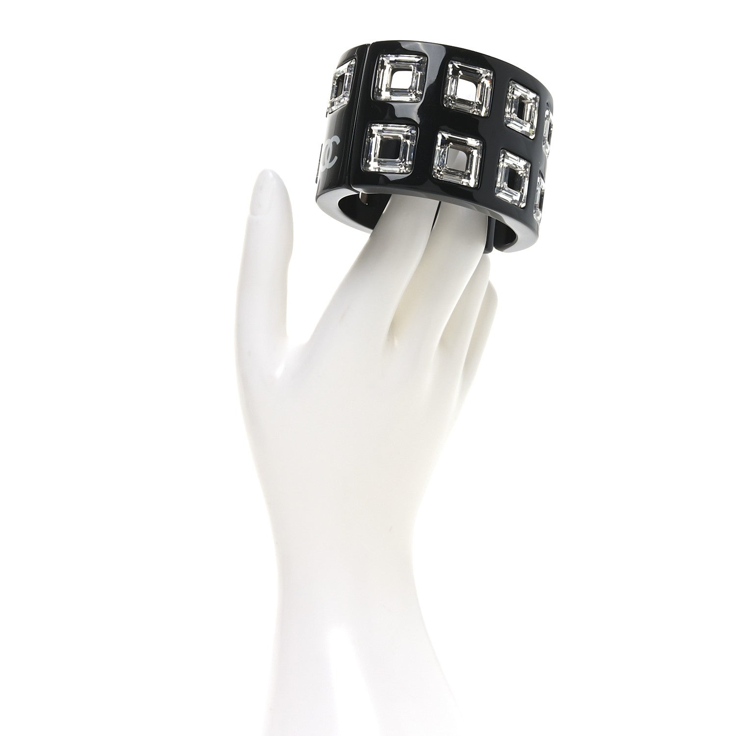 Chanel Resin Crystal CC Cuff Black 2 of 5