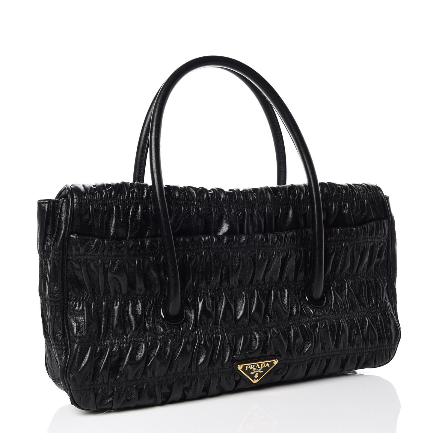 Nappa Gaufre Flap Bag Black