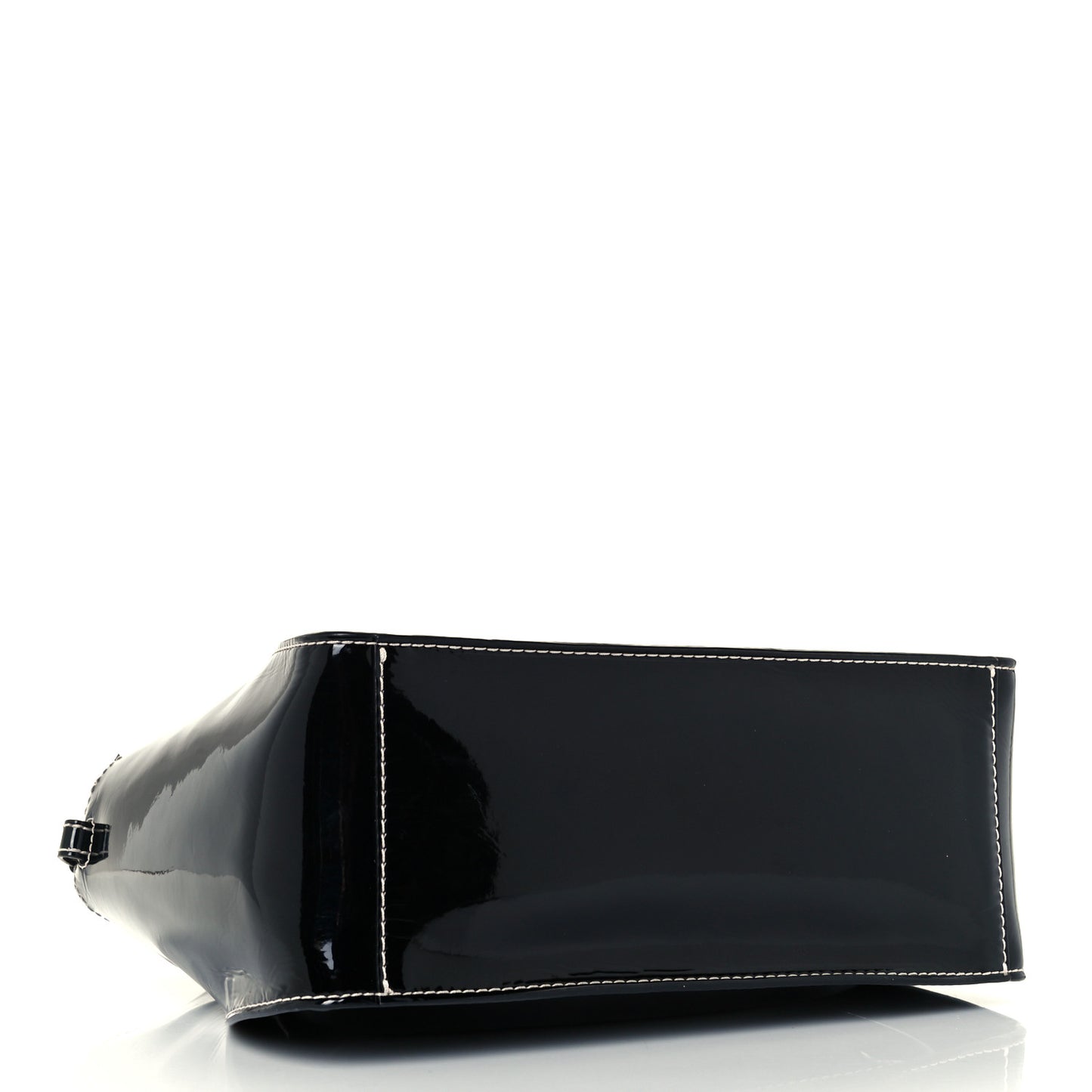 Patent East West Perforated Tote Black