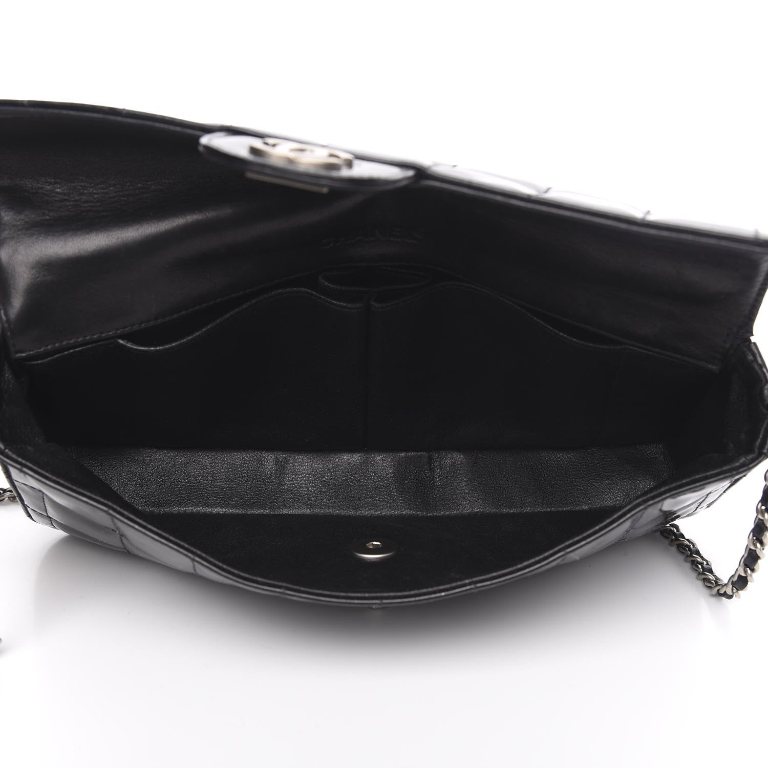 Chanel Patent Quilted East West Chocolate Bar Flap Black 5 of 14