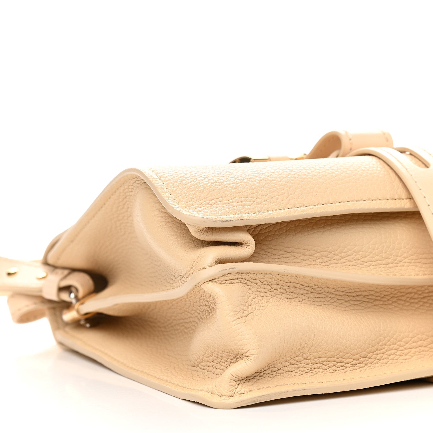 Chloe Shiny Grained Calfskin Medium Aby Day Shoulder Bag Blondie Beige 7 of 8