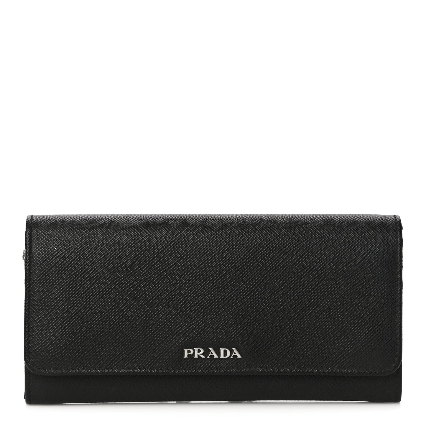Saffiano Metal Continental Flap Wallet Black Fuoco