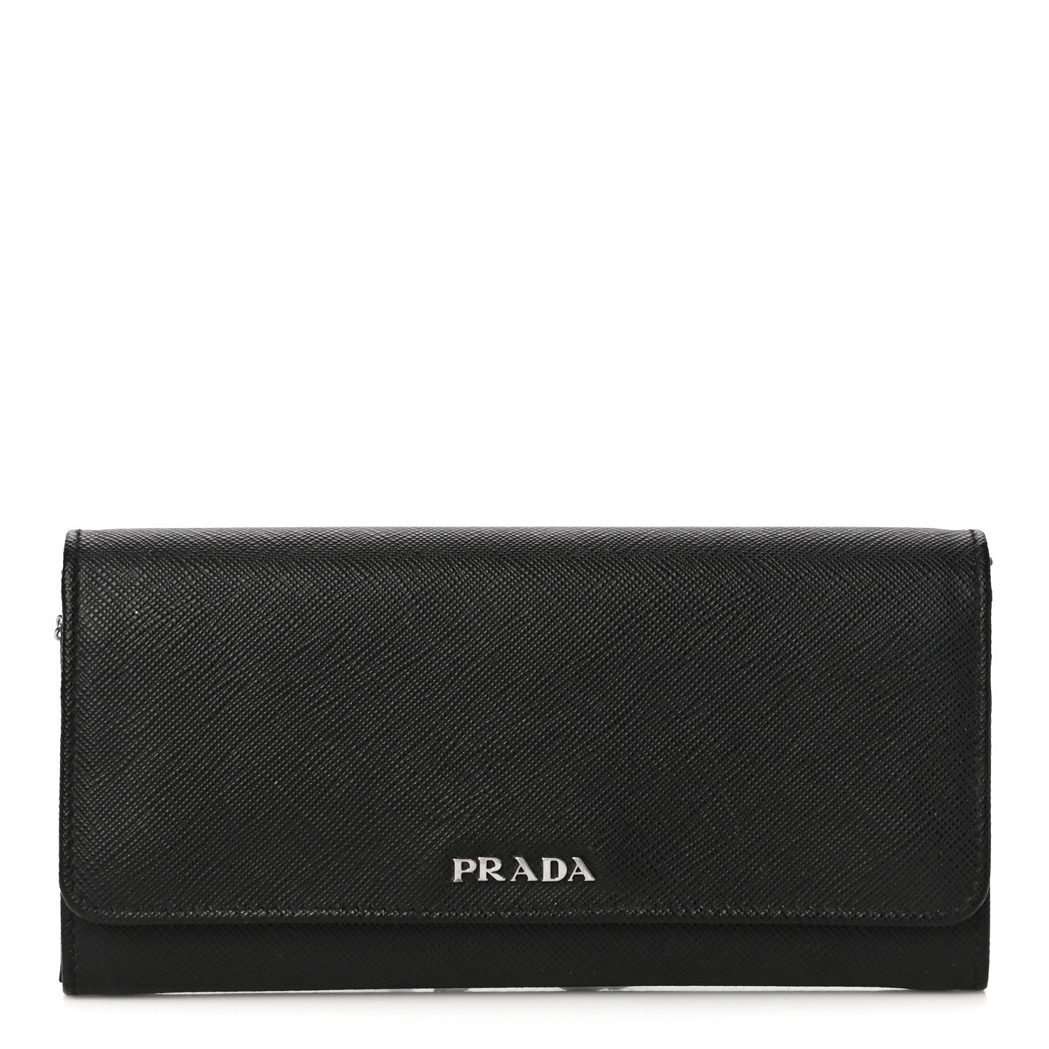 Prada Saffiano Metal Continental Flap Wallet Black Fuoco 2 of 11