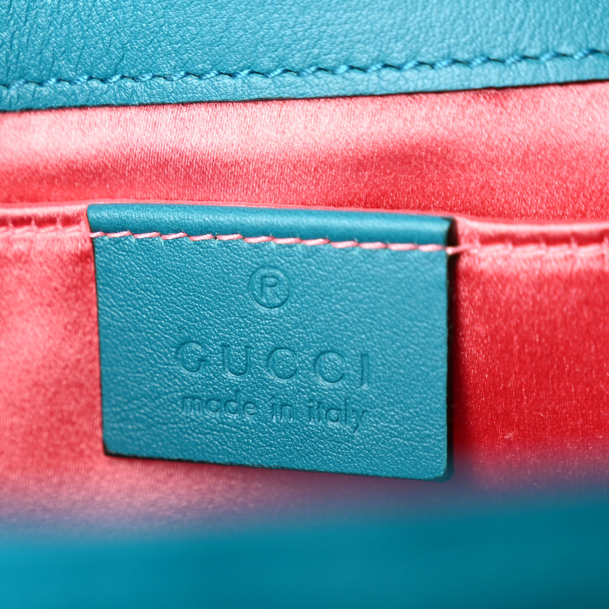Velvet Matelasse Mini GG Marmont Shoulder Bag Pavone Cyan