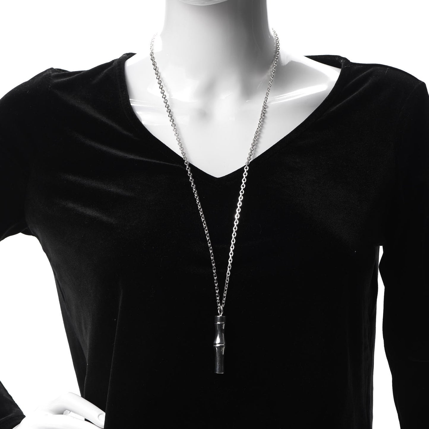 Sterling Silver Bamboo Pendant Necklace