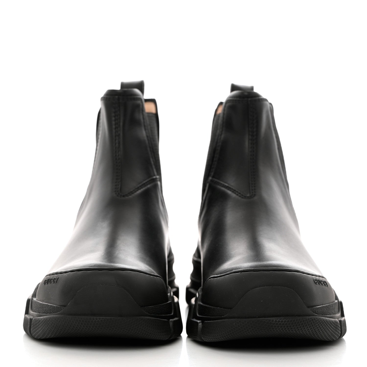 Gucci Calfskin Logo Mens Lug Sole Chelsea Ankle Boots 7 Black 2 of 9