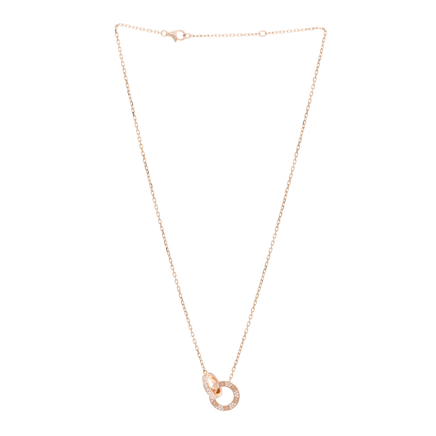 Cartier 18K Pink Gold Diamond Interlocking LOVE Paved Necklace 3 of 4