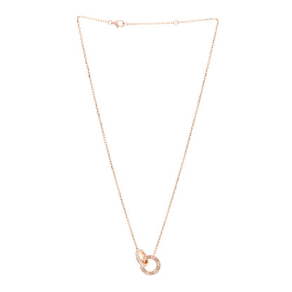 Cartier 18K Pink Gold Diamond Interlocking LOVE Paved Necklace 3 of 4