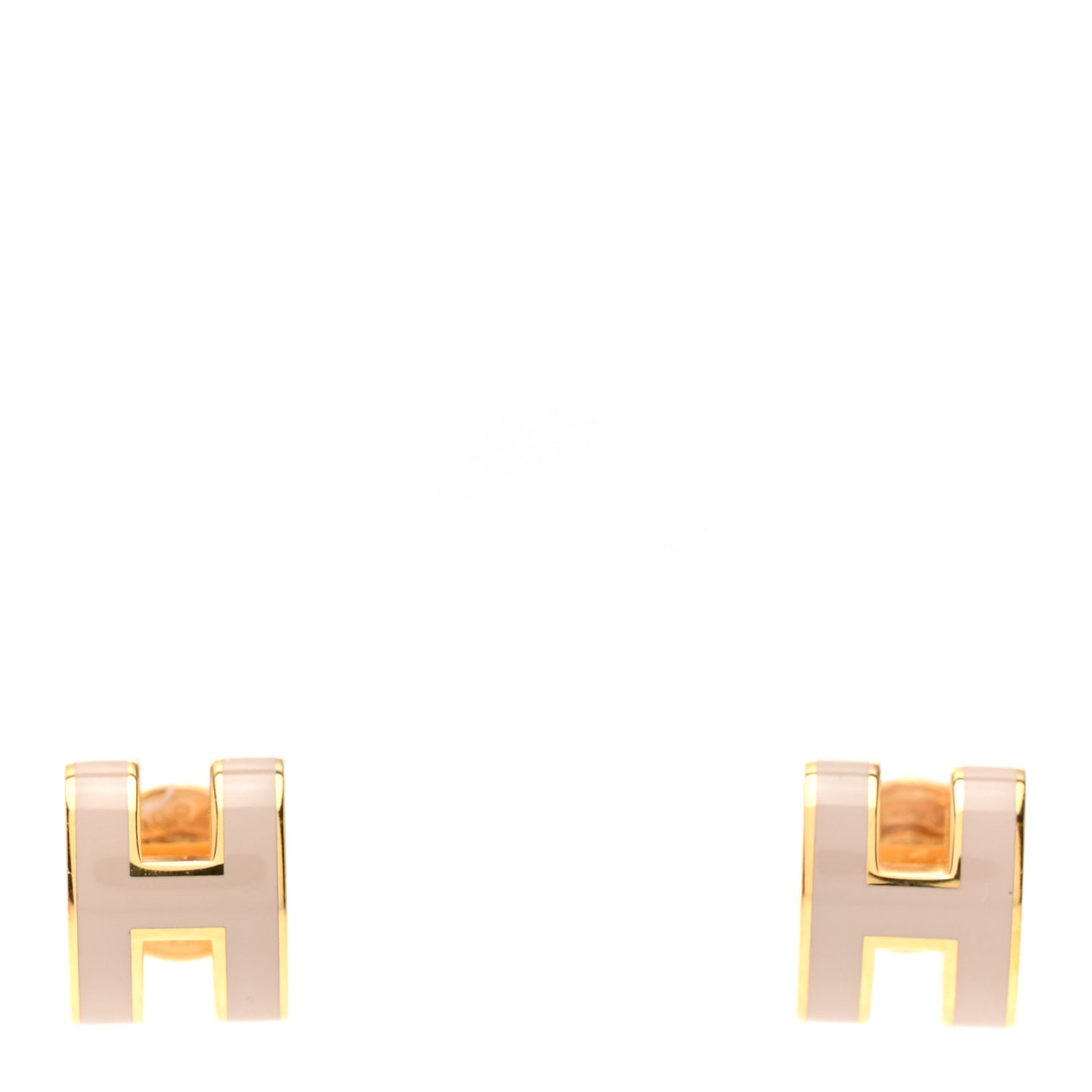 Gold Lacquered Mini Pop H Earrings Marron Glace