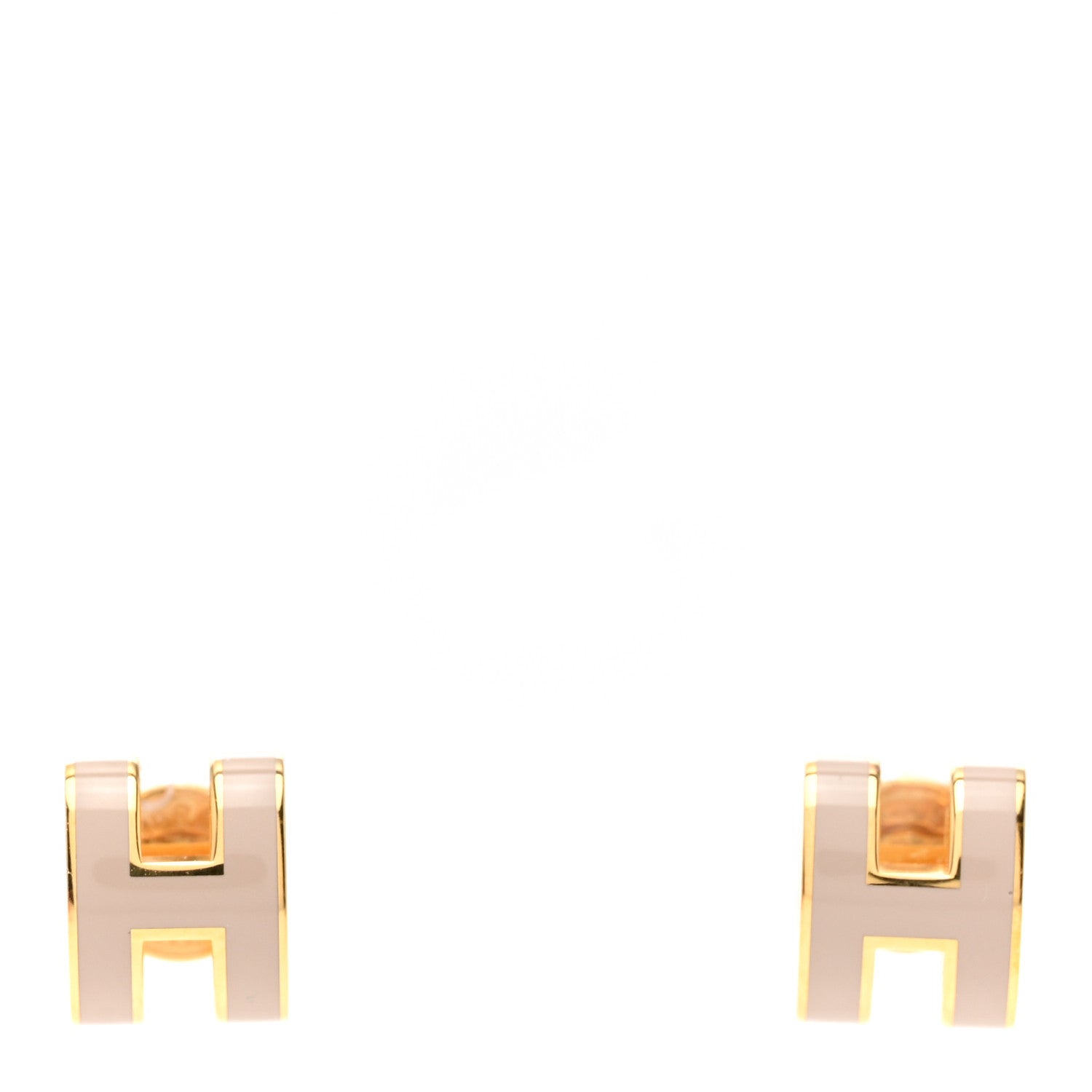 Hermes Gold Lacquered Mini Pop H Earrings Marron Glace 1 of 5