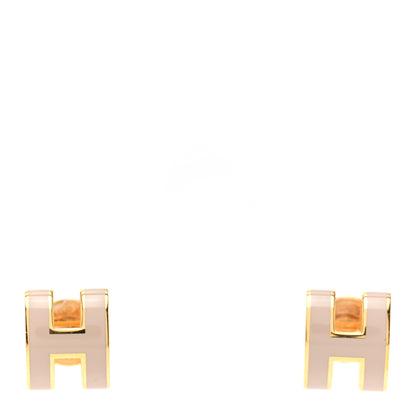 Hermes Gold Lacquered Mini Pop H Earrings Marron Glace 1 of 5
