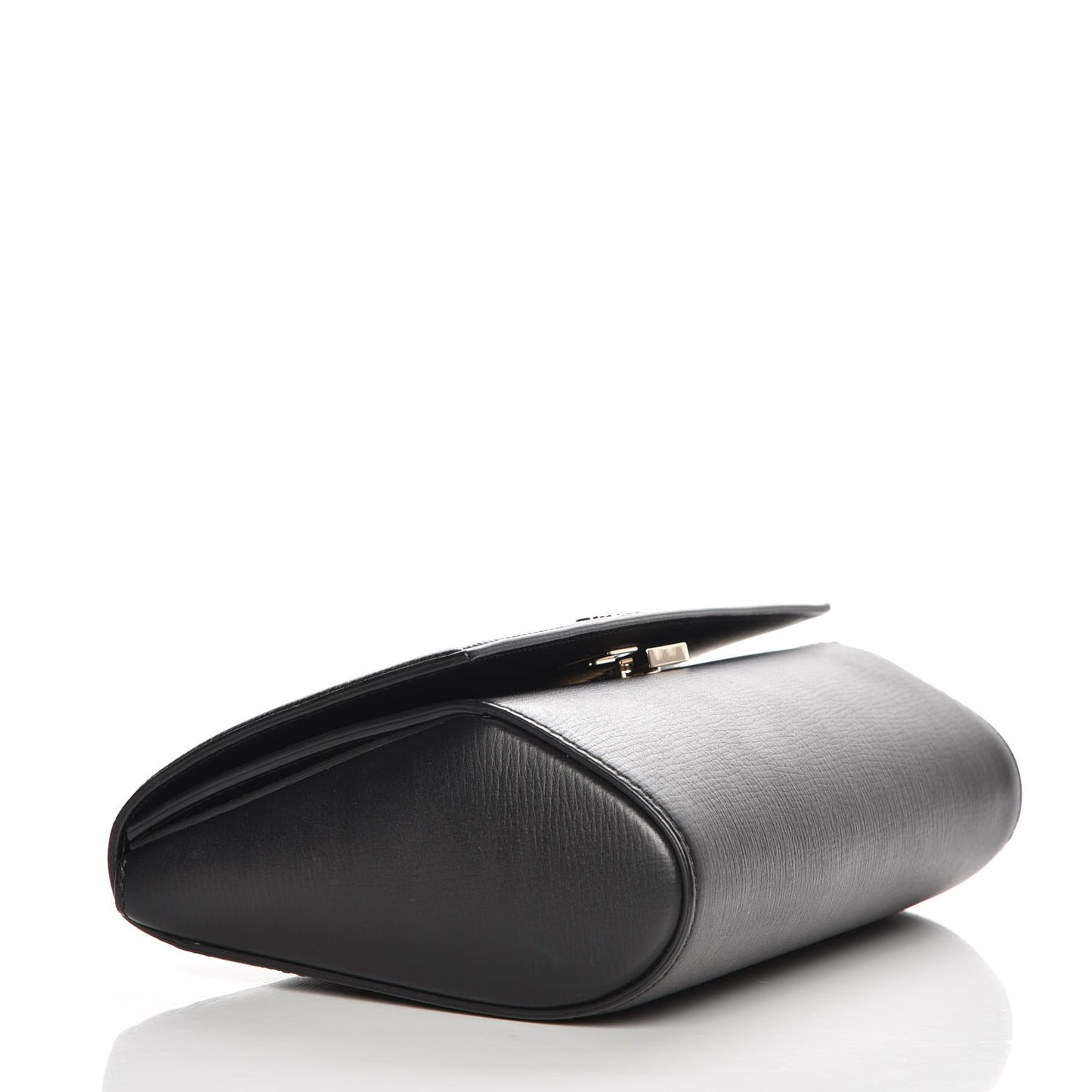 Textured Calfskin Pandora Box Clutch Black