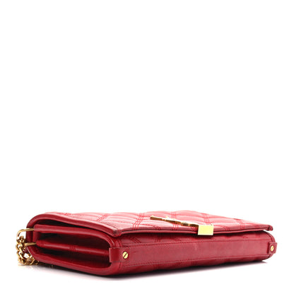 Saint Laurent Lambskin Diamond Quilted Becky Chain Wallet Rouge Eros 4 of 11