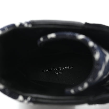 Louis Vuitton Calfskin Monogram Denim Laureate Platform Desert Boots 37 Navy Blue 8 of 9