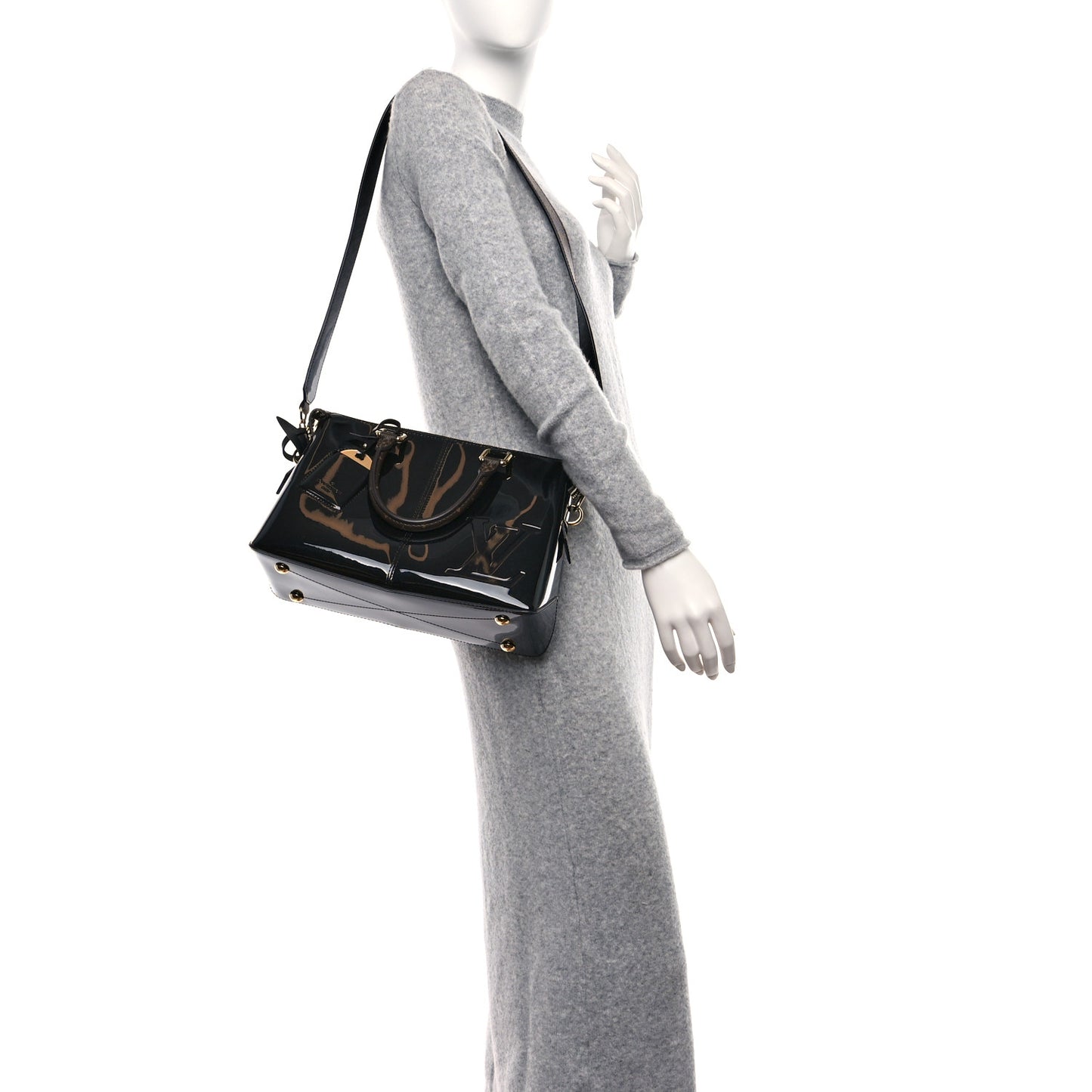 Patent Calfskin Miroir Tote Black