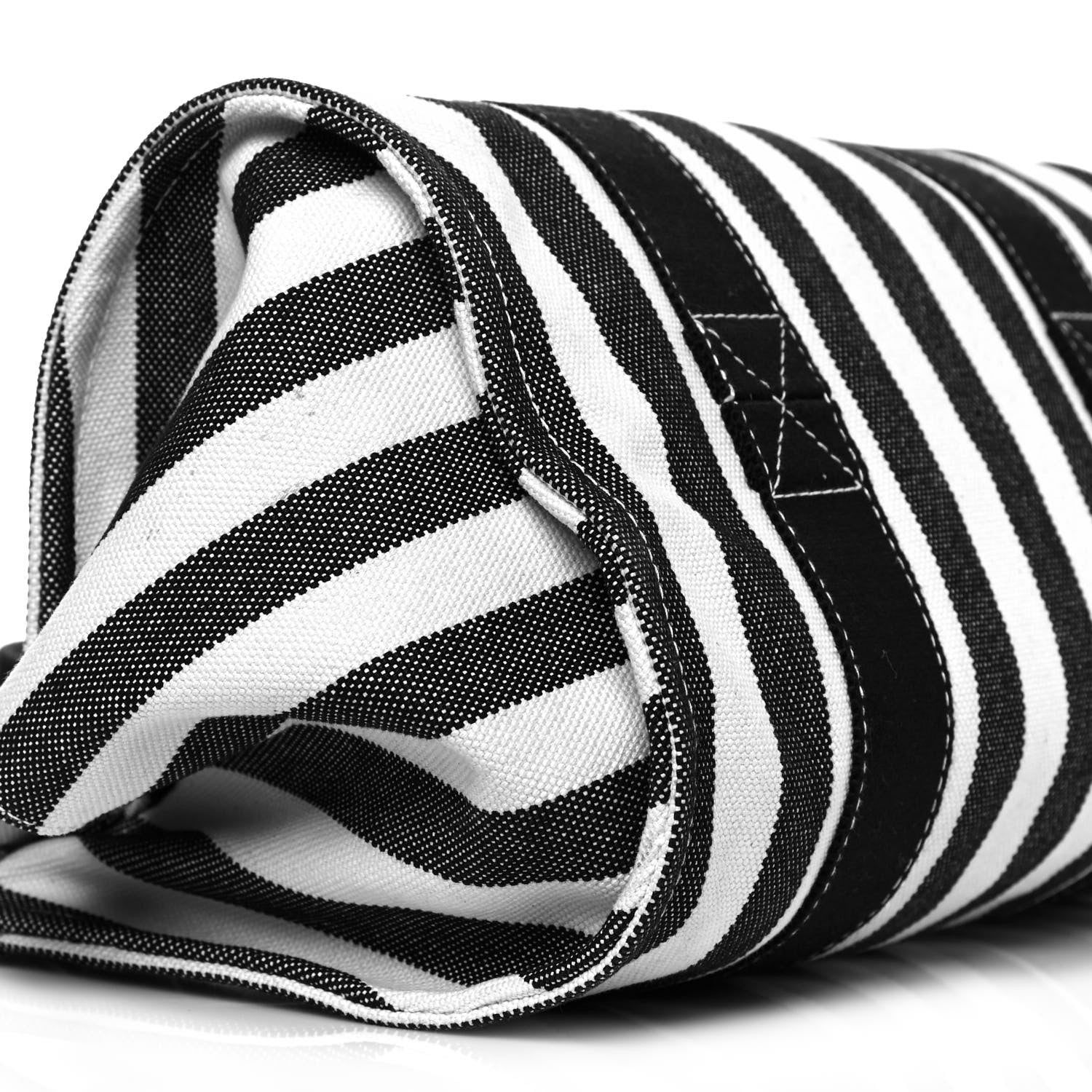 Hermes Canvas Striped Cannes Black White 6 of 8