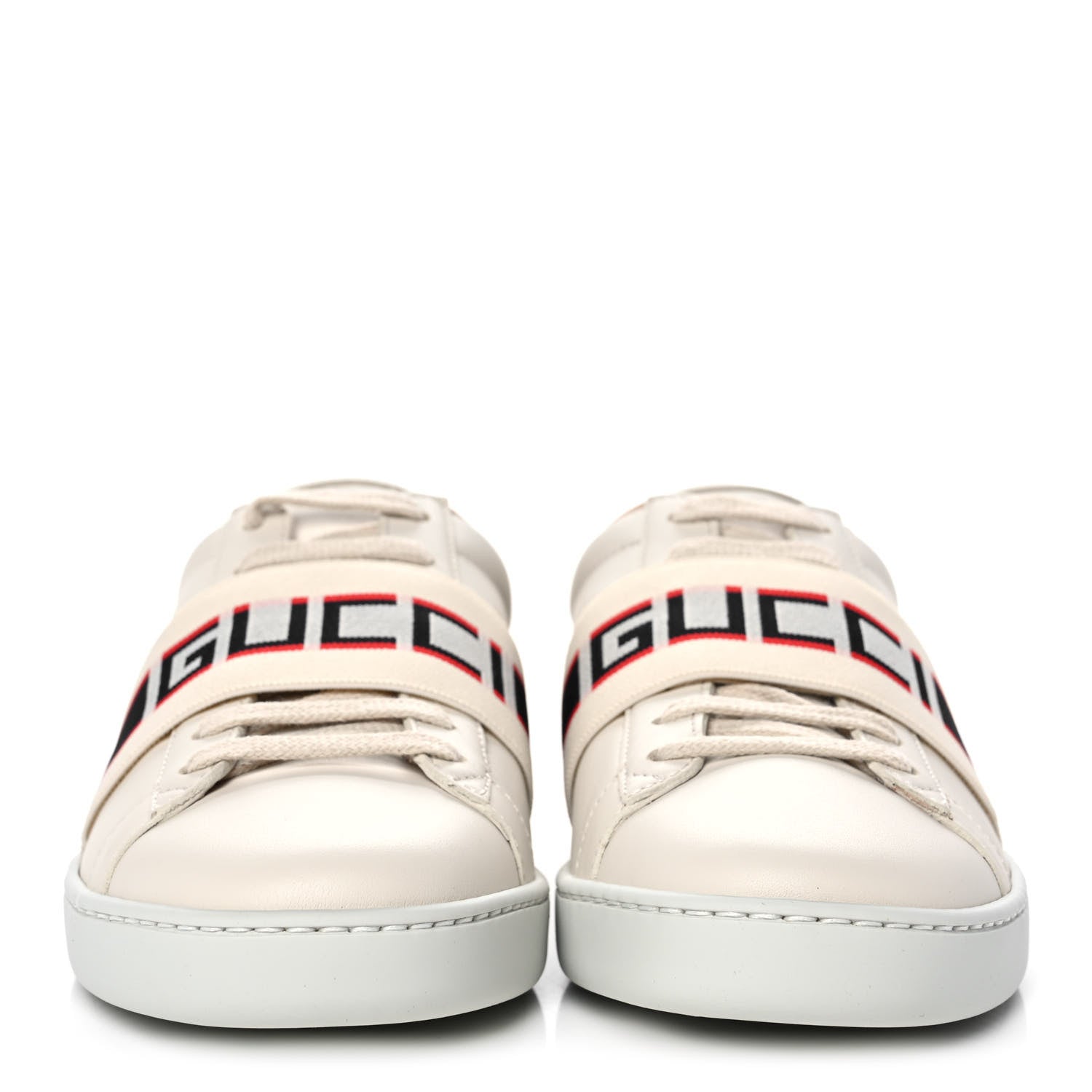 Gucci Calfskin Stripe Womens New Ace Sneakers 37 New Mystic White Ecru Red Flame 2 of 9
