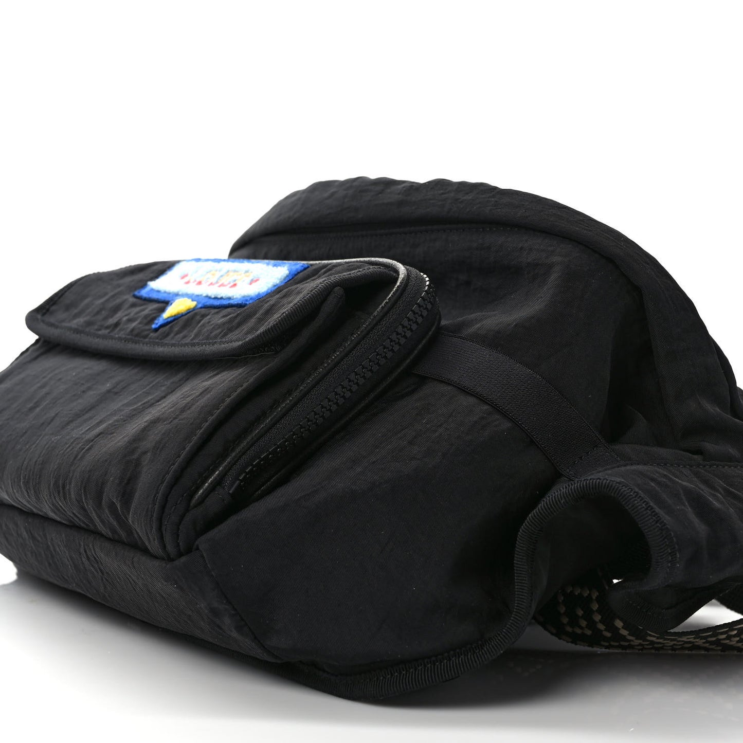 Nylon 80s Logo Patch Belt Bag Black