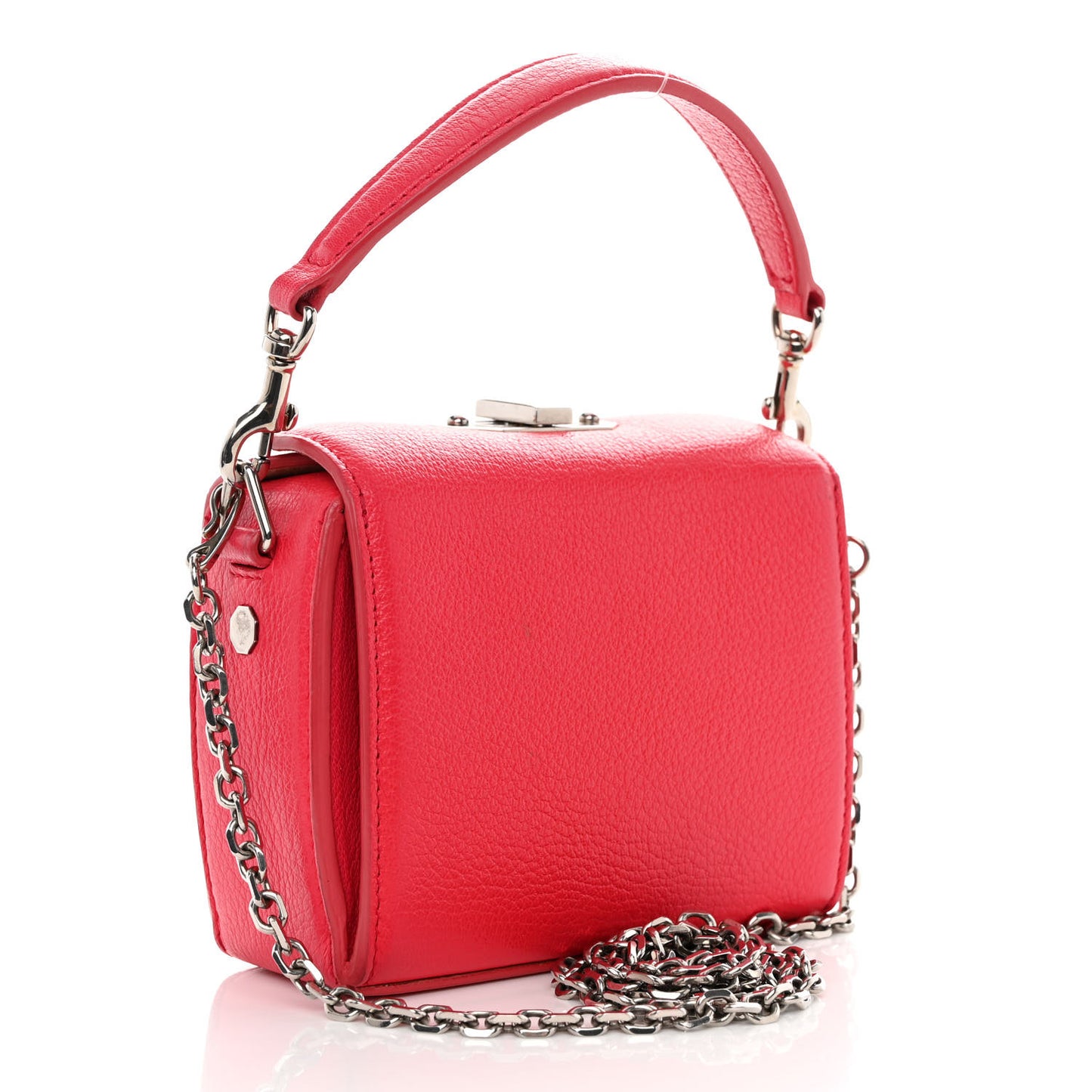 Silky Amish Grain Calfskin Box Shoulder Bag 19 Red