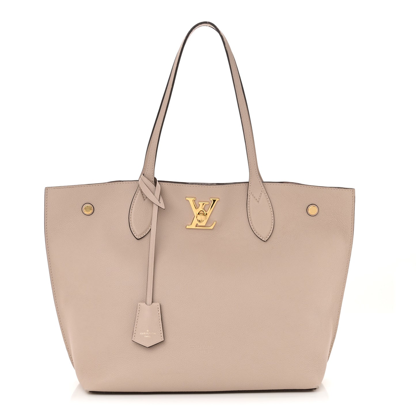 Calfskin Lockme Go Tote Greige