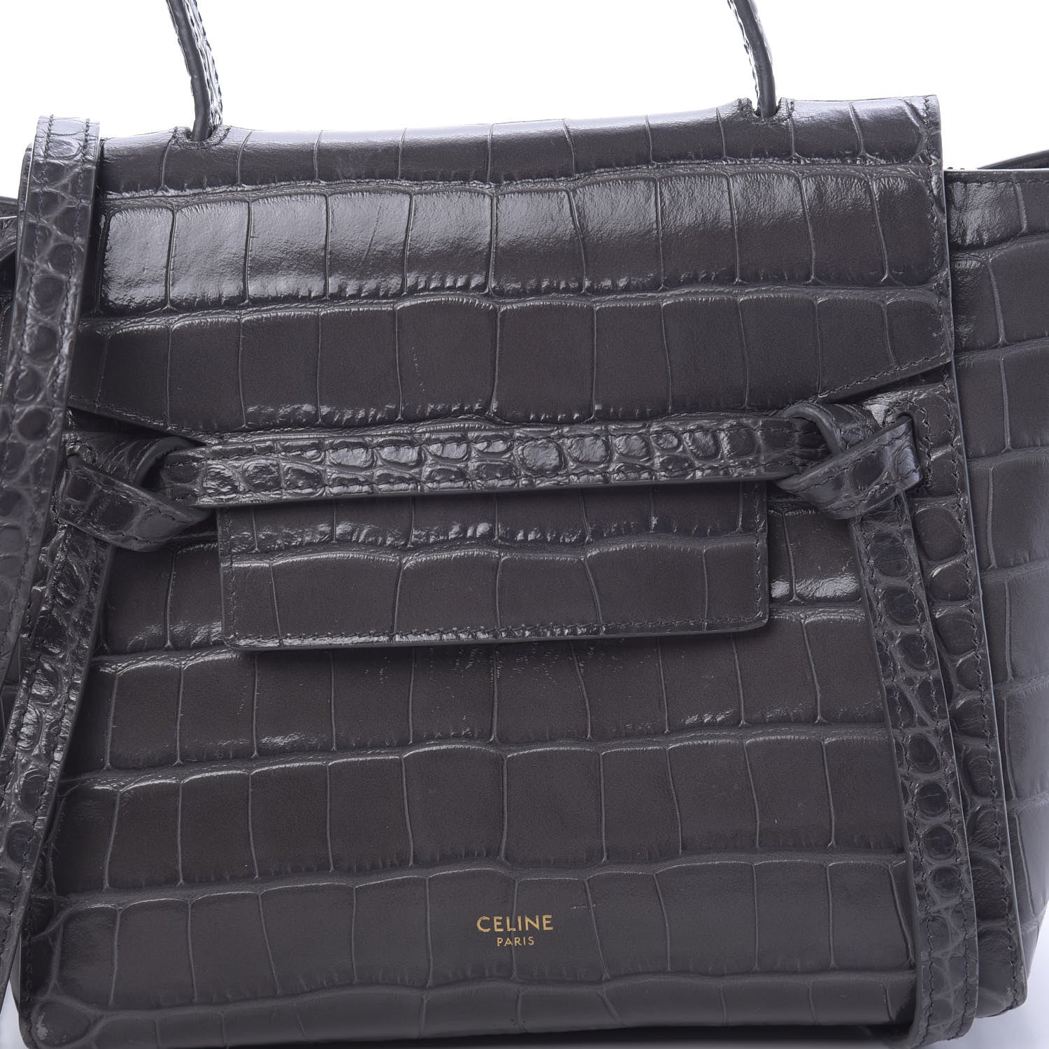 Celine Calfskin Crocodile Embossed Nano Belt Bag Grey 9 of 11