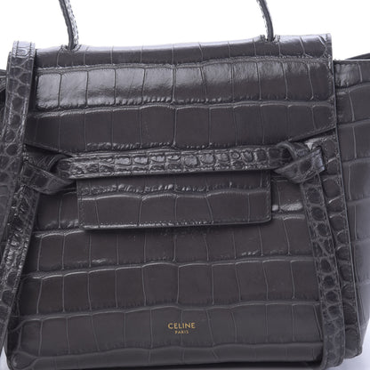 Celine Calfskin Crocodile Embossed Nano Belt Bag Grey 9 of 11