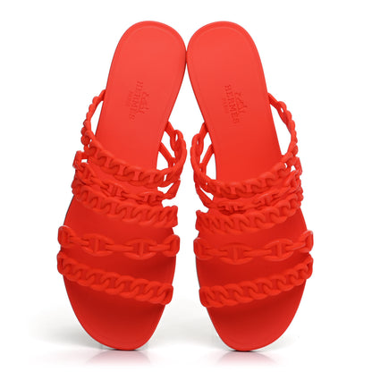 Hermes Rubber Chaine d'Ancre Nude Sandals 38 Pavot 5 of 9