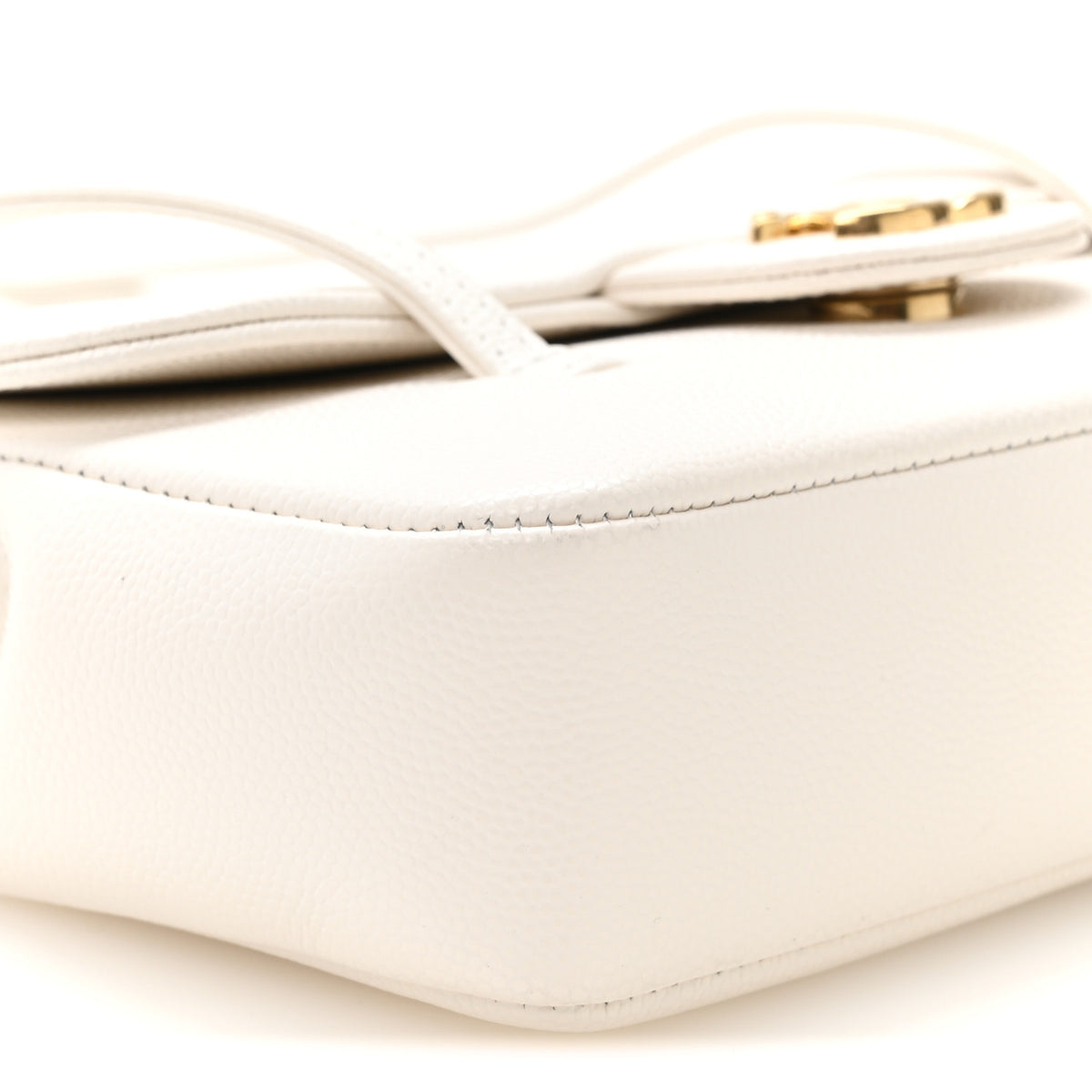 Shiny Caviar Mini Preppy Coco Shoulder Bag White