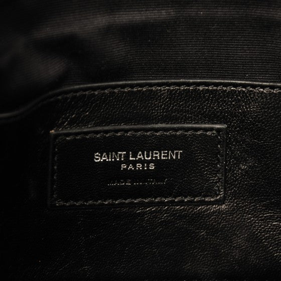Saint Laurent Sheepskin Matelasse Chevron Monogram Large College Satchel Black 6 of 9