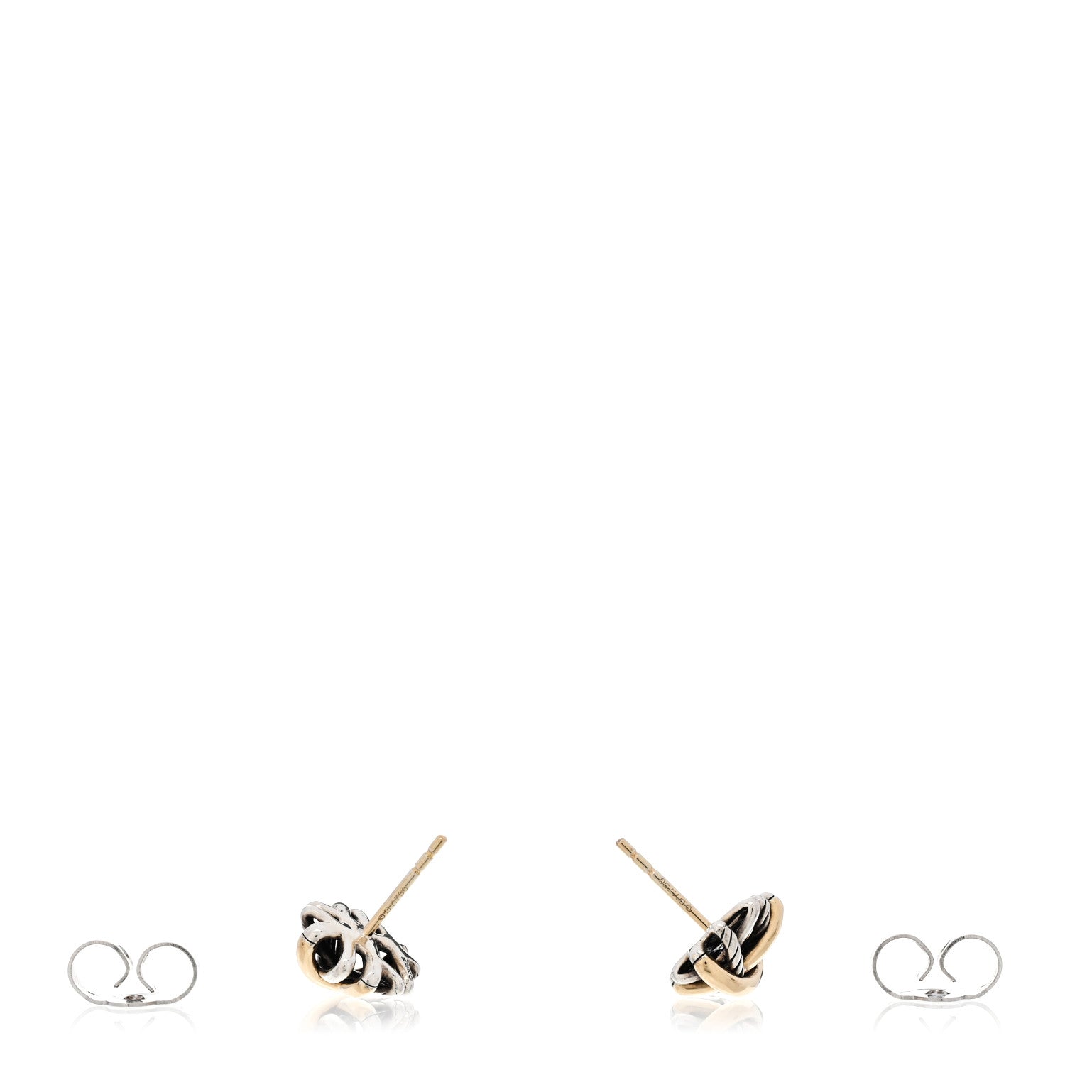 David Yurman Sterling Silver 18K Yellow Gold Crossover Stud Earrings 3 of 4